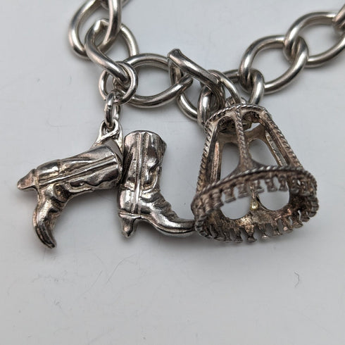 British vintage sterling silver charm bracelet 31g